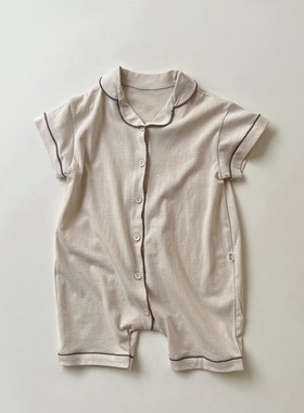 韩版婴儿夏季哈衣家居服 婴幼儿爬服宝宝连体睡衣ins新款纯棉哈衣