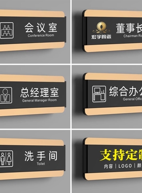 亚克力办公室门牌定制高档可更替换公司学校部门标识牌科室牌订做工作室高档直播间总经理室标志牌会议室