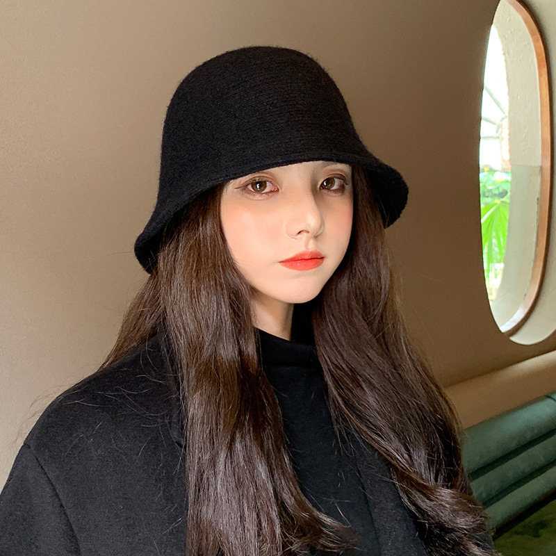 网红款帽子女士冬天韩版时尚潮百搭水桶帽毛线秋冬羊毛渔夫帽盆帽