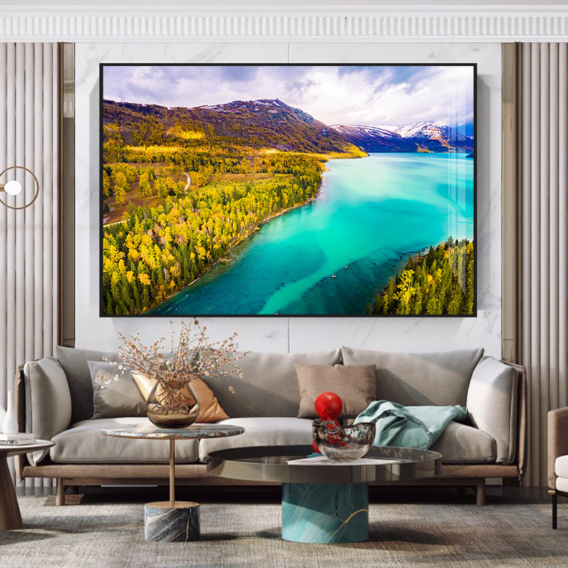喀纳斯湖新疆风景碧水壁画客厅挂画背景墙餐厅床头酒店卧室装饰画