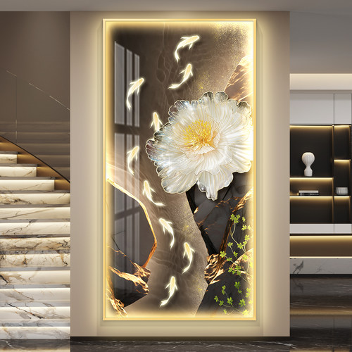 九鱼图LED灯入户玄关装饰画 画走廊过道挂画 画壁画 画简约现代高