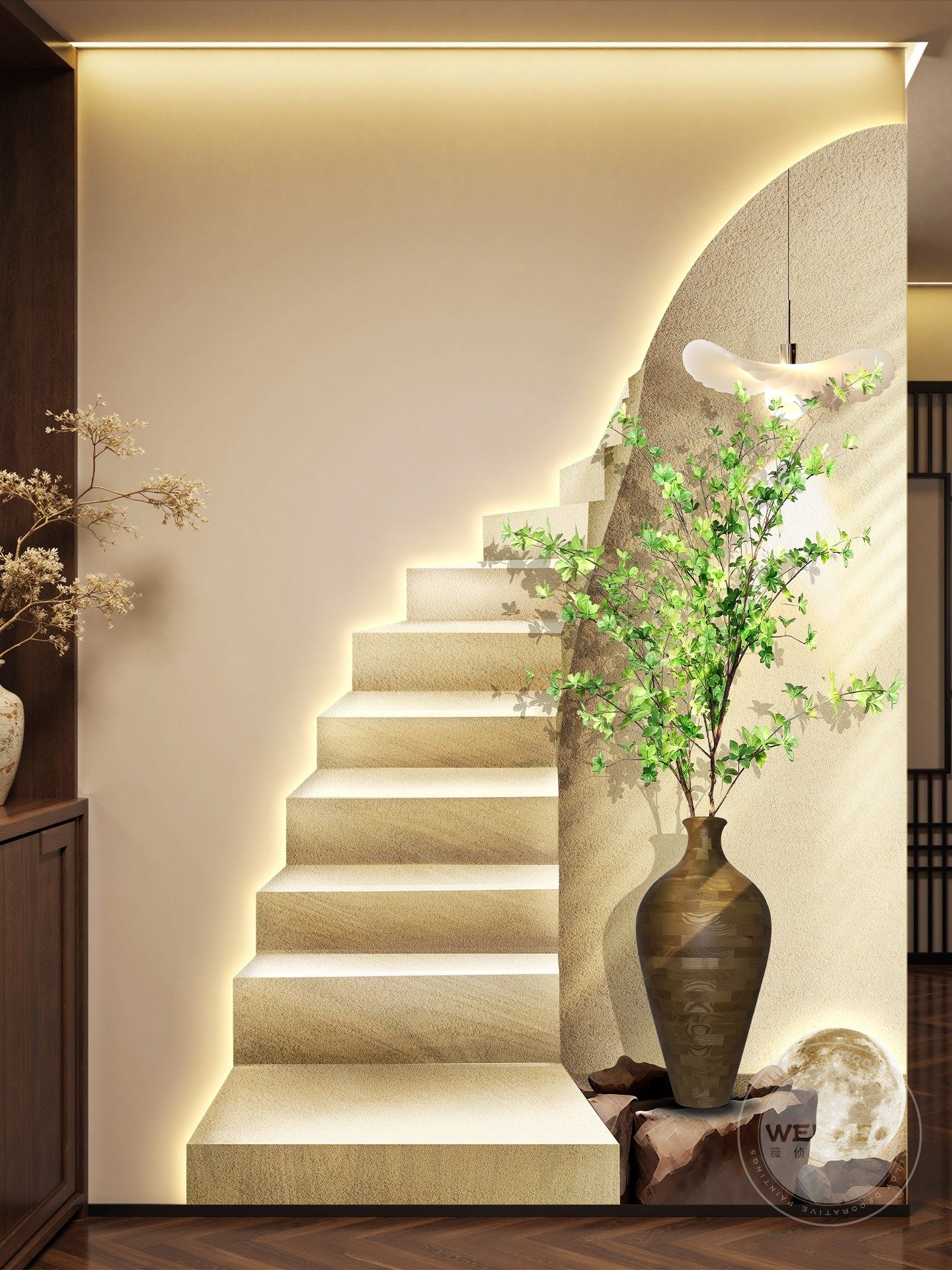 led灯轻奢入户玄关装饰画走廊过道挂画壁画简约现代高级感楼梯画