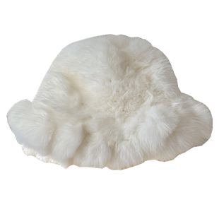 黎宿高品质云朵兔毛帽子女冬加厚皮草渔夫帽保暖针织帽盆帽显脸小