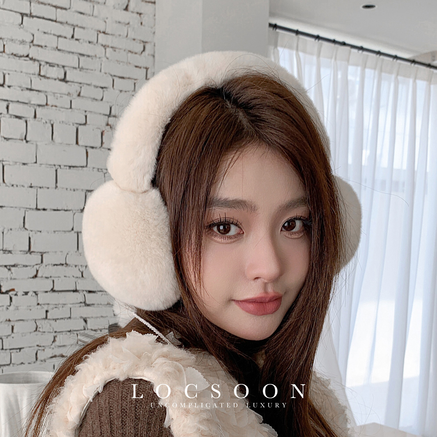 locsoon/黎宿整皮皮草真毛冬耳套