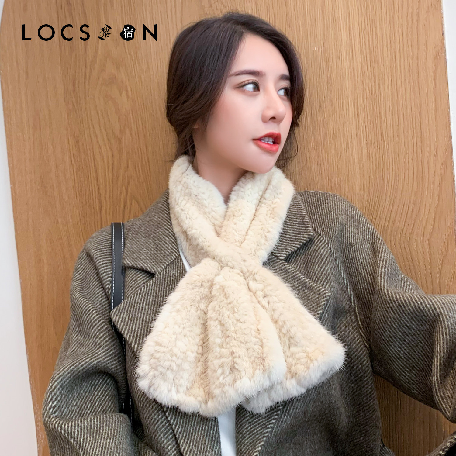 百搭保暖貂皮编织围巾