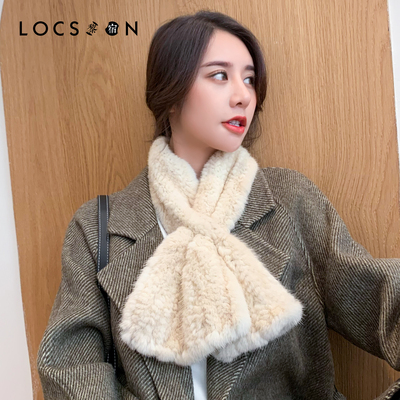 百搭保暖貂皮编织围巾