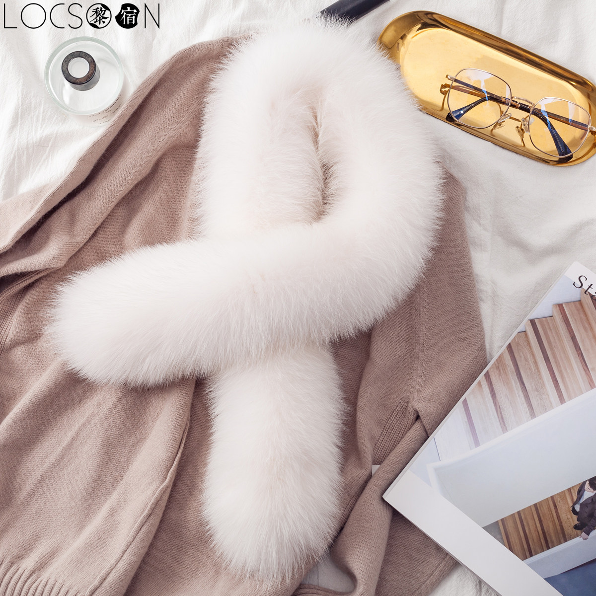 locsoon黎宿双面狐狸毛围巾