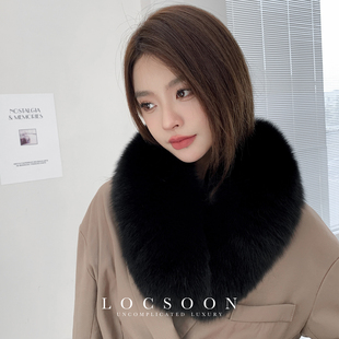 黎宿加大真狐狸毛围巾冬季保暖皮草围脖大衣毛领子单卖帽子毛帽檐