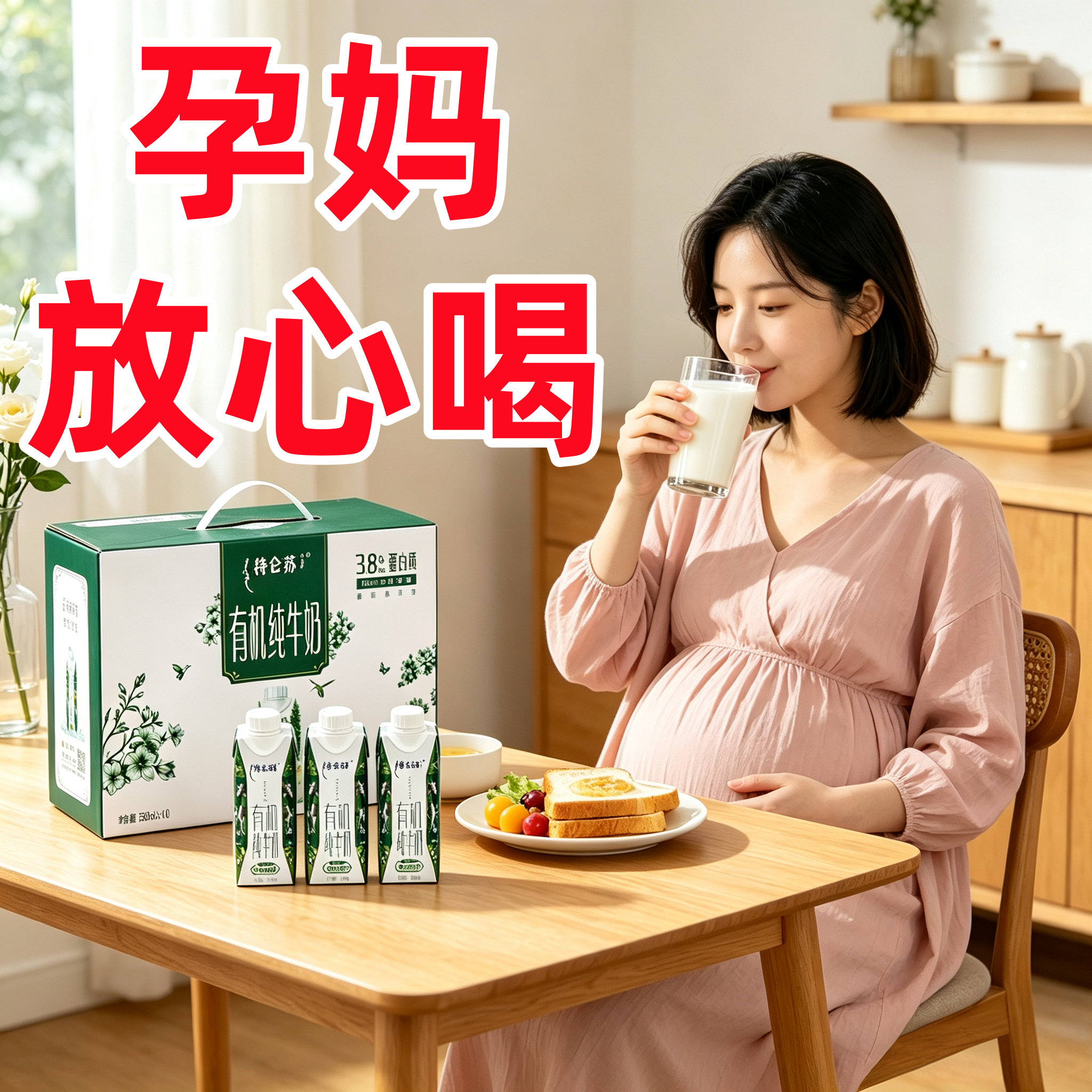 适合孕期孕妇怀孕可以喝的有机纯牛奶无蔗糖专用高钙营养早餐食品