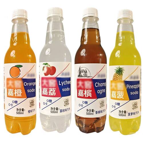 大窖嘉橙味500ml香槟荔枝菠萝汽水夏日解馋解暑露营碳酸饮料批发
