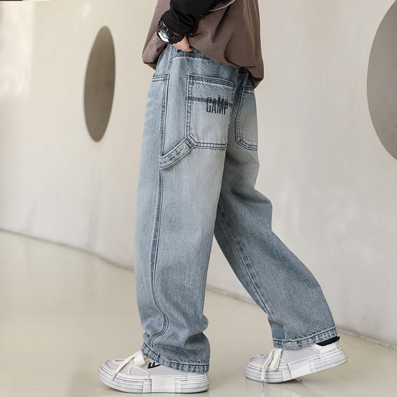 儿童裤子宽松直筒牛仔裤男童春秋