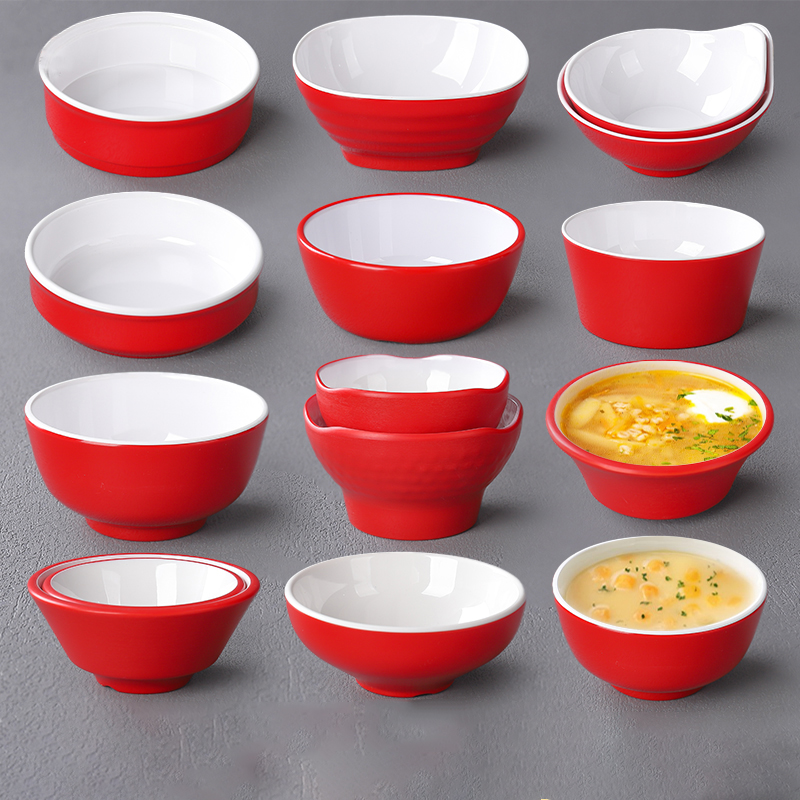 密胺仿瓷双色大众结实小碗耐摔碗