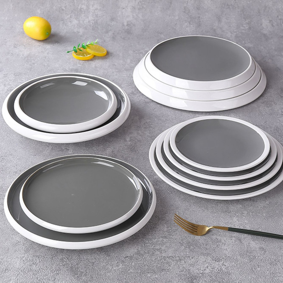 密胺北欧圆形炒菜盘西餐酒店自助餐炒饭盘子菜盘商用仿瓷塑料餐具