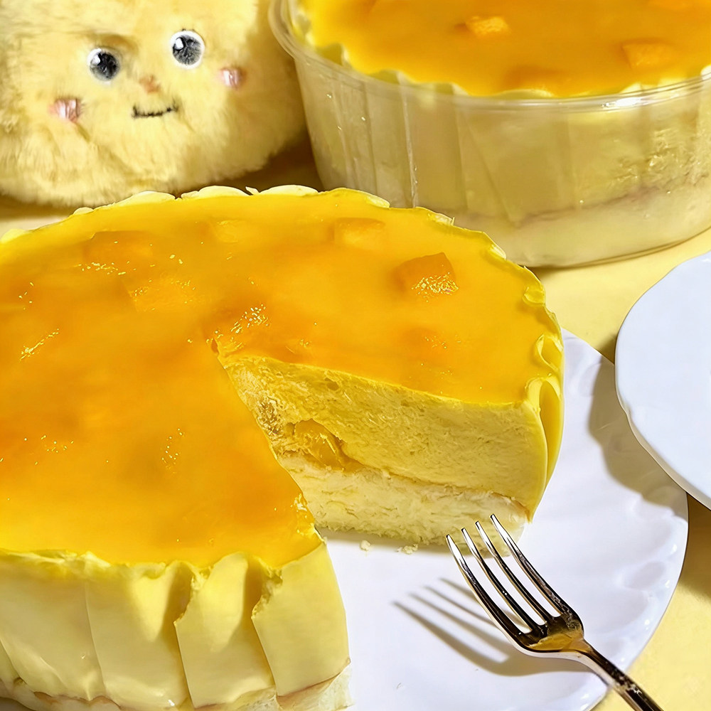 动物奶油脆皮芒果慕斯蛋糕下午茶