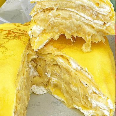 动物奶油榴莲千层蛋糕爆浆甜品