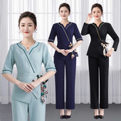 新款 美容院美容师工作服足浴店采耳按摩推油技师工服套装 K018