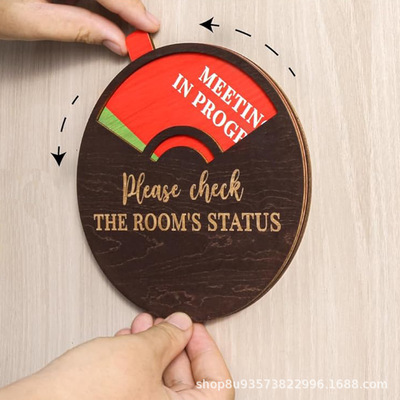 Office Door Sign Available and Away亚马逊新款可旋转门牌木制