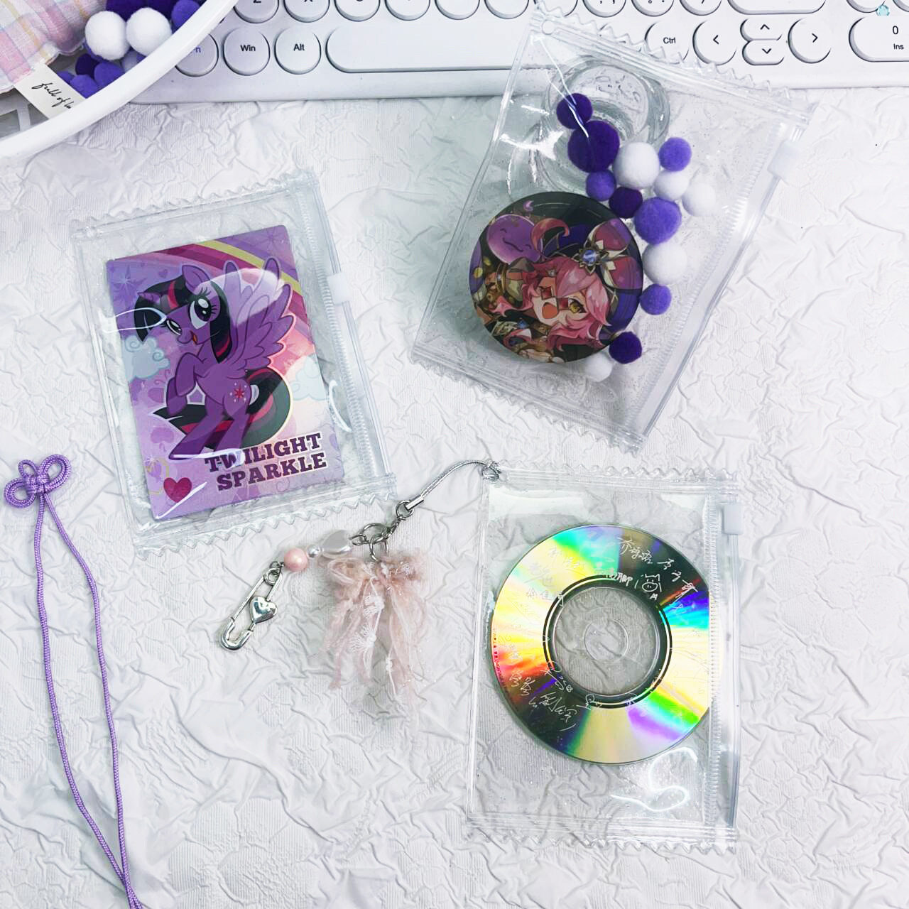 PVC拉链袋3寸小卡收纳展示袋 谷子保护卡套 吧唧袋韩系糖果拉链袋