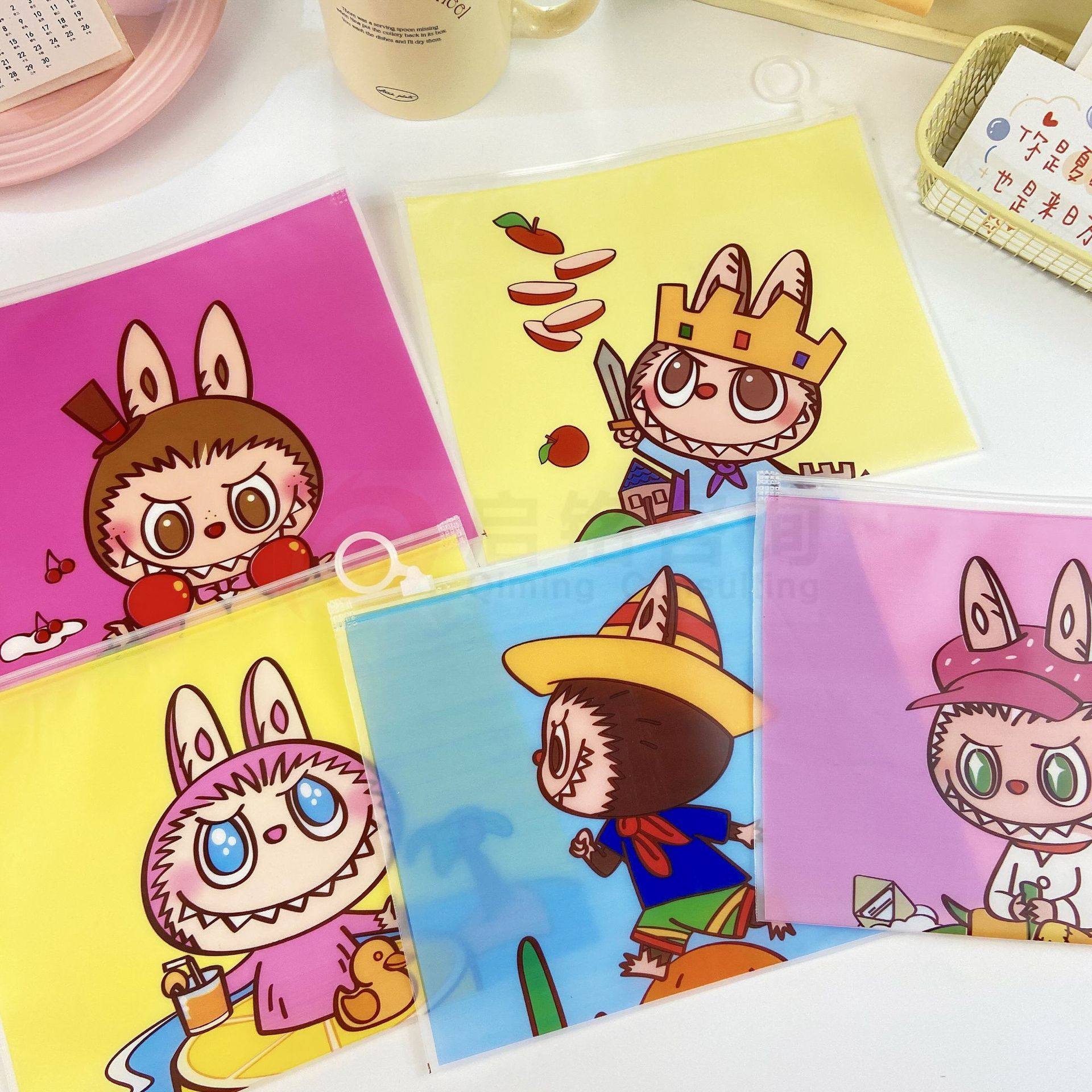 创意卡通人物拉链袋可爱小饰品发夹发饰收纳袋磨砂塑料自封袋