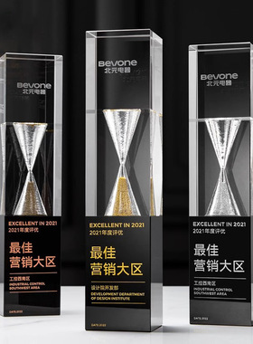 创意沙漏水晶奖杯奖牌高档刻字摆件高端比赛团队荣誉颁奖纪念礼品