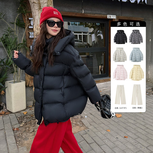 Nikoy冬季新款中长款连帽羽绒服/加绒休闲裤