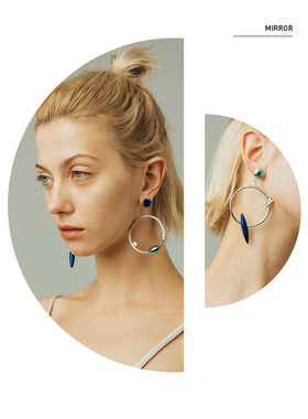 OOAKMIRROR系列艺术金属豆立体不对称圆环耳夹一对K12E06LE99