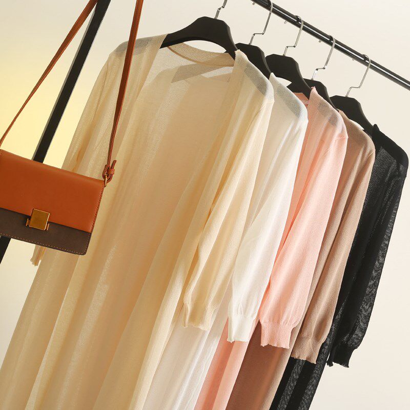 长披衫 搭裙子防晒开衫女中长款2019夏季薄款冰丝针织衫空调衫宽|ruв категории Женская одежда, шерстяной свитер - от Buy2taobao.com для оказания профессиональной услуги покупки агента Taobao