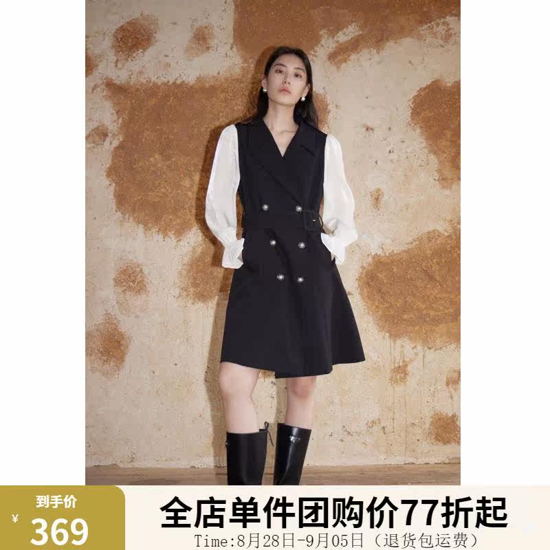 独束大码女装优雅赫本风假两件西装连衣裙女秋装新款双排扣西装裙怎么样,好用不?