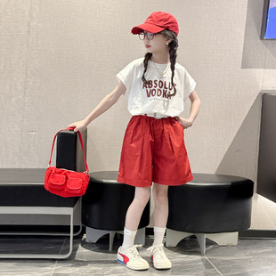 女童套装2026夏季新款女大童洋气短袖t恤夏装韩系穿搭儿童装短裤