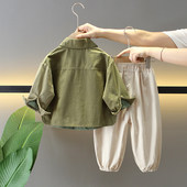 男童帅气秋款 衣服新款 三件套2025韩版 时髦宝宝儿童春秋装 男套装 潮