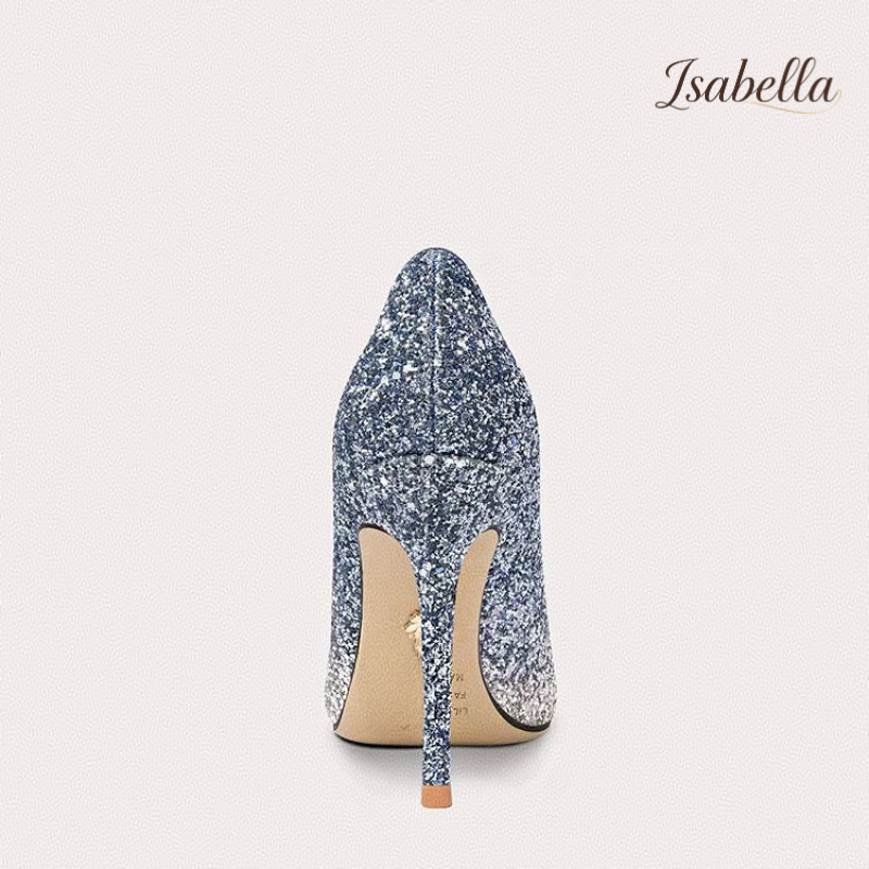 Isabella12厘米粉色亮片渐变银色