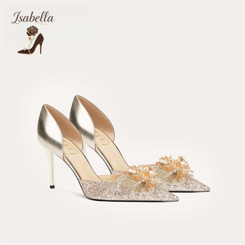 Isabella法式裸色婚鞋主婚水晶鞋