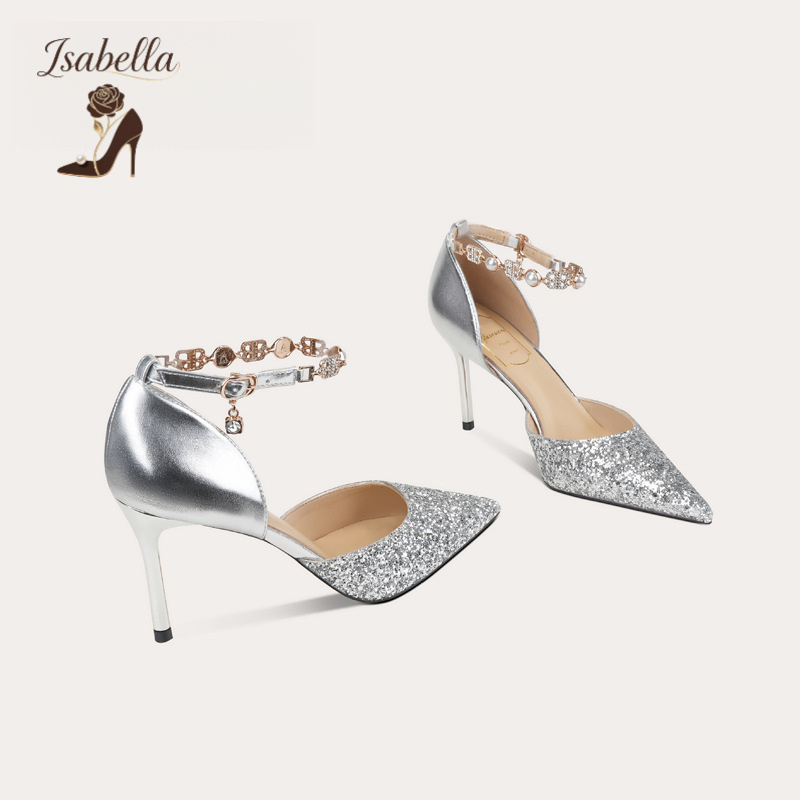 Isabella浅金色尖头高跟鞋2023新