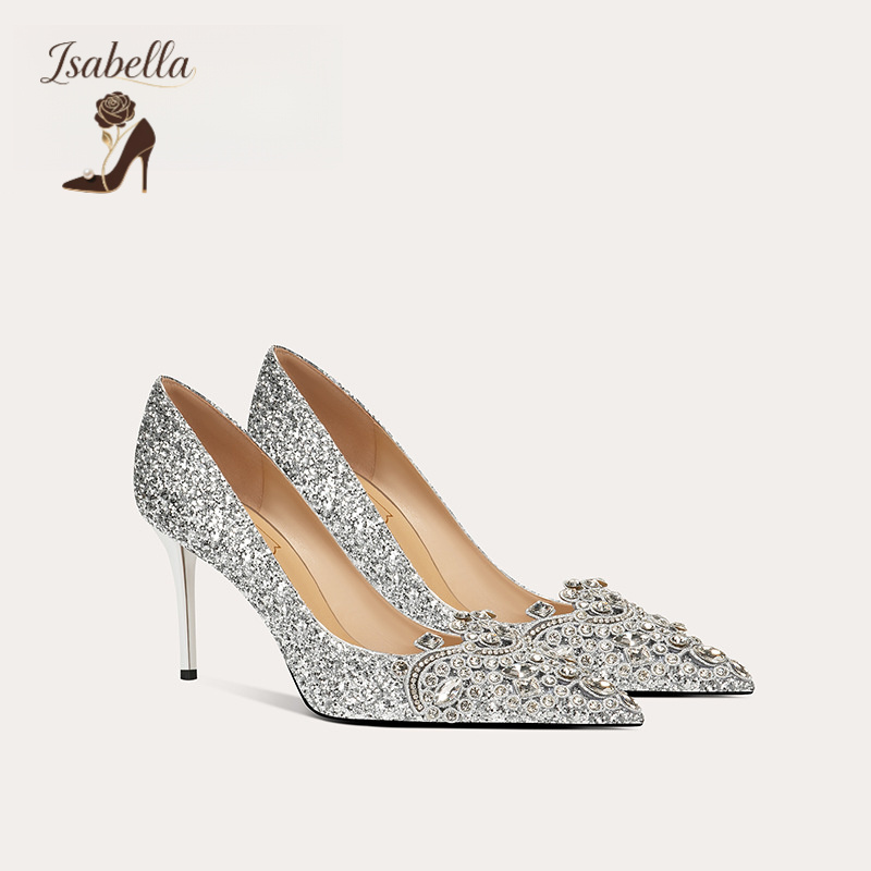 Isabella夏季新款水晶高跟鞋女单