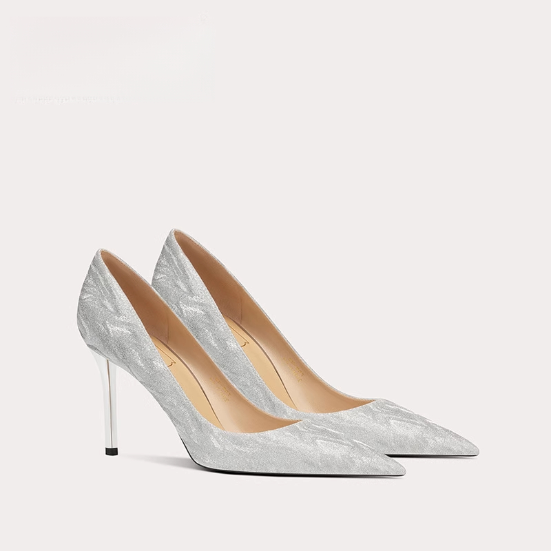 Isabella银色羊皮高跟鞋女2023年