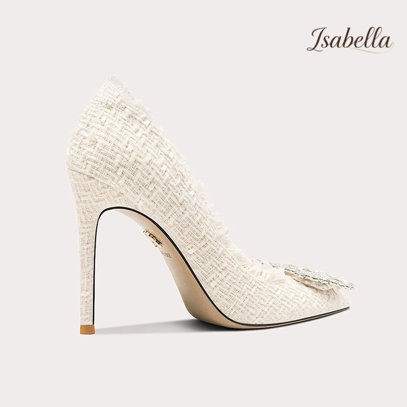 Isabella加肥加宽白色小香风大码