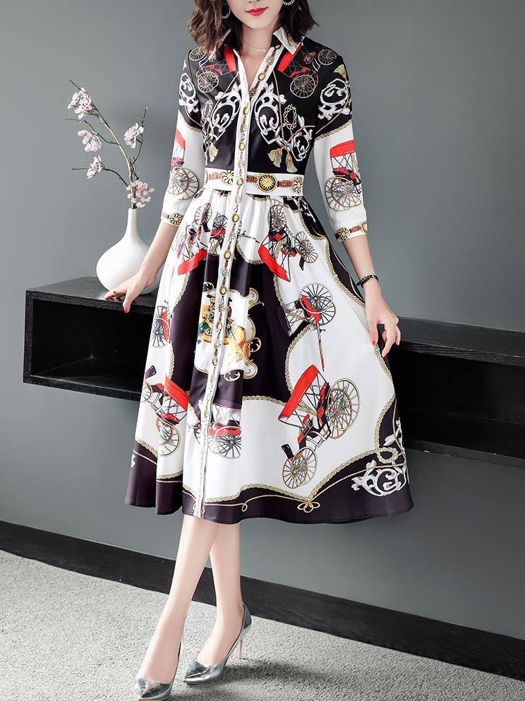 新款岚沐坊大码女秋装2019年新款连衣裙洋气胖妹妹mm显瘦遮胯裙子|ruв категории Женская одежда, женской одежды - от Buy2taobao.com для оказания профессиональной услуги покупки агента Taobao