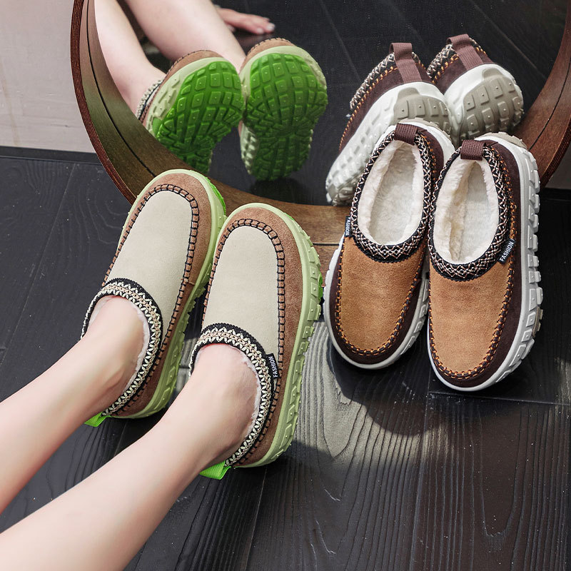 内增高轮胎底雪地靴女2025冬季新款复古英伦风轻便百搭懒人女棉鞋