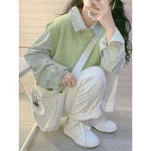 2026年春秋季新款女装韩剧穿搭温柔系炸街奶乖套装马甲衬衫两件套