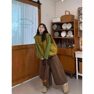 磨毛打底衫 两件套 灯芯绒夹棉加厚保暖棉服马甲外套女2025秋冬新款