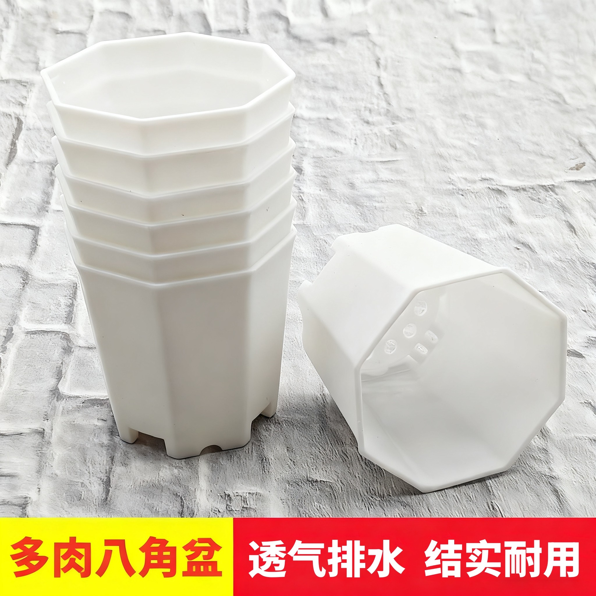 多肉八角花盆白色创意多肉盆迷你盆拇指盆塑料花盆简约透气排水,鲜花速递/花卉仿真/绿植园艺,花盆,淘宝优惠券,粉丝福利购,淘宝优惠卷