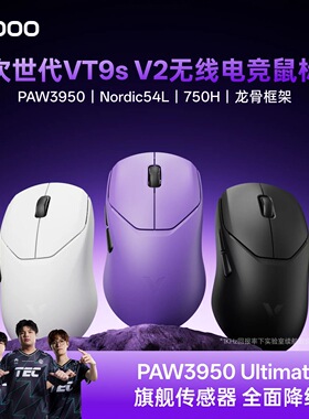 雷柏VT9/VT9s V2无线鼠标3950轻量化双模双8K中大小手电竞fps游戏