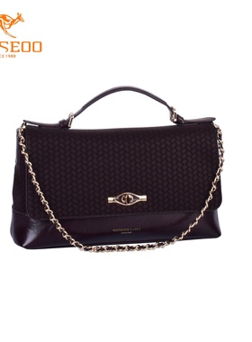 SEOSEOO九州袋鼠女包正品2025新款小众链条手提包编织腋下包78682