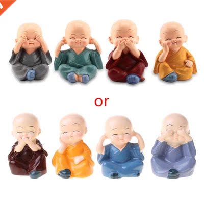 4Pcs Lovely Resn Statues Monks Creatve Crafts Home Decorat