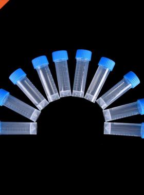 10PCS 5ml Chemistry Plastic Test Tubes Vials Seal Caps Pack
