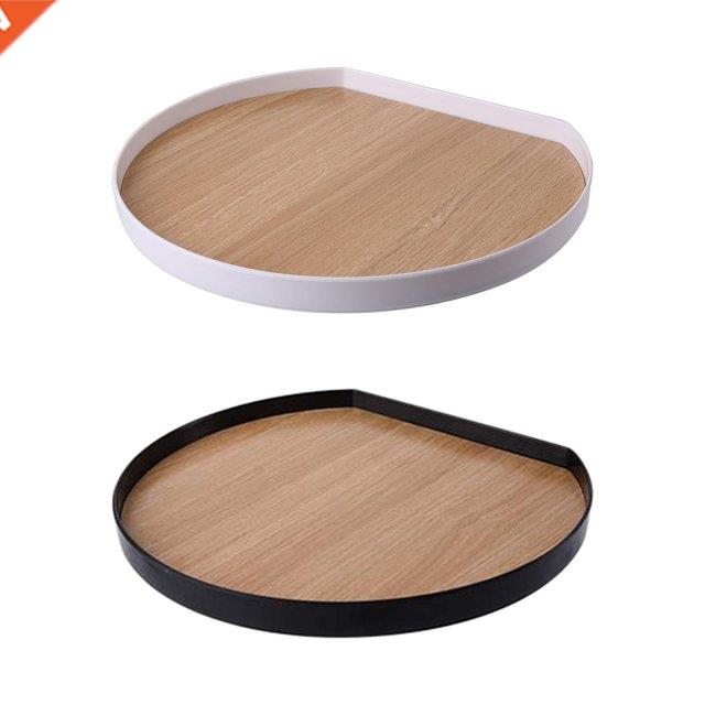 Plastc & Wood Semcrcle Tea Tray Food Servng Tray Easy to