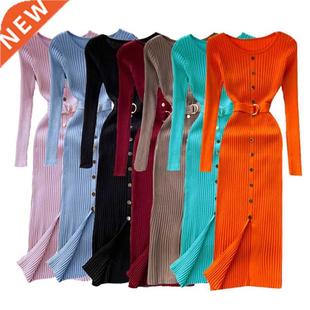 temperament neck Autumn slim buckle waist women