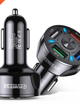 4 USB Port Car Charger Portable Fast Charging For iPhone Mob