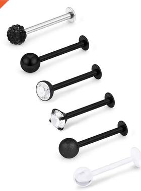 6PCS Stainless Steel Labret Studs Monroe Lip Rings Retainer