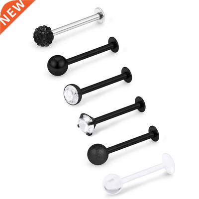 6PCS Stainless Steel Labret Studs Monroe Lip Rings Retainer